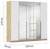 Rauch Möbel Alabama, Kleiderschrank, Garderobe, 5-türig, Zubehör Premium, 3 Kleiderstangen, 6 Einlegeböden, Schubladeneinsatz, Farbe Weiß/Eiche Artisan, Holz, Griff Grau metallic, 226 x 210 x 54 cm Bild 3