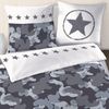 MTOnlinehandel Bettwäsche Camouflage 135x200 + 80x80 cm, 100 % Baumwolle, Biber, 2 teilig, Sterne & Camo, Militär Army Tarnlook in schwarz, grau & anthrazit Bild 2