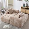 Ball & Cast Boneless Couch, L Couch mit Schlaffunktion, Chenille Modulares Sofa mit Seitentaschen, Montagefrei, Khaki, 3 Sitze Bild 3