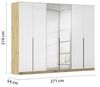 Rauch Möbel Alabama, Kleiderschrank, Garderobenschrank, 6-türig, Spiegel, Zubehör Classic, 3 Kleiderstangen, 6 Einlegeböden, Farbe Hochglanz Weiß/Eiche Artisan, Holz, Griff Grau metallic, 271 x 210 x 54 cm Bild 3