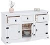 CARO-Möbel Sideboard Rural im Mexiko Stil weiß lasiert Kommode Kiefer massiv mit 3 Schubladen und 3 Türen Bild 3