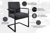 riess-ambiente Freischwinger BIG ASTON schwarz – Echtleder, Taschenfederkern, Metall (Einzelartikel, 1 St), inkl. Armlehne für hohen Sitzkomfort – ideal für Dein Loft-Esszimmer Bild 5