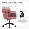 Vinsetto Bürostuhl mit Rollen, Ergonomischer Drehstuhl mit Samt-Optik (Schreibtischstuhl, 1 St), für Büro, Wohnzimmer, Rosa Bild 4