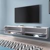 Selsey Wander – TV-Lowboard/TV-Schrank in Weiß Matt/Grau Hochglanz hängend/stehend mit LED 100cm Bild 3