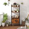FurnitureR Leiter Bücherregal, Industrielle Aufbewahrungsregal, 4-Tier Display Offenes Regal mit Schublade für Wohnzimmer Schlafzimmer Home Office Küche Garten, 42.5 x 29 x 110CM, Braun Bild 2