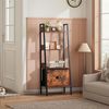 FurnitureR Leiter Bücherregal, Industrielle Aufbewahrungsregal, 4-Tier Display Offenes Regal mit Schublade für Wohnzimmer Schlafzimmer Home Office Küche Garten, 42.5 x 29 x 110CM, Braun Bild 4