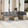 vidaXL 9-tlg. Garten-Sofagarnitur mit Kissen Beige Poly Rattan 3251706 Bild 2