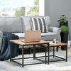 HOMCOM Couchtisch Sofatisch im Industriedesign mit Holzoptik (Beistelltisch, 2-St, Kaffeetisch), für Schlafzimmer, Stahl, Natur Bild 2