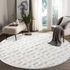 Teppich Rund - Hochflor - Boho - Pastell Creme - 120x120cm - Einfarbig - Modern Geo Muster- Skandinavisch Flauschig Weich - Wohnteppich Schlafzimmer Dekoration Bild 5