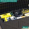 YITAHOME Große Aufbewahrungsbank 450 Liter mit X-Front, Wetterfeste Outdoor-Sitzbank, Resin Gartenbox für Terrassenkissen, Poolzubehör, Gartengeräte - Abschließbar,Schwarz Bild 2