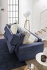 Talamo Italia 2-Sitzer Sonia Schlafsofa, Wohnzimmersofa,Made in Italy, Drehbare Öffnung mit Matratze und Netz inklusive,mit verstellbaren Kopfstützen und schmalen Armlehnen,cm: 160x95h85, Blaue Farbe Bild 5