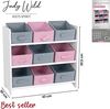 Judy Wild Kinder Holzregal 63 x 30 x H59,5 cm Kinderregal mit 9 Boxen rose-pink/grau 400115 Bild 3