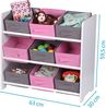 Judy Wild Kinder Holzregal 63 x 30 x H59,5 cm Kinderregal mit 9 Boxen rose-pink/grau 400115 Bild 2