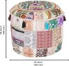Aakriti Indian Pouf Fußhocker mit Stickerei Pouf, indische Baumwolle, Pouffe osmanischen Pouf Cover mit ethnischem Dekor Kunst - Cover (White, 46x33 cms) Bild 3