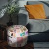 Aakriti Indian Pouf Fußhocker mit Stickerei Pouf, indische Baumwolle, Pouffe osmanischen Pouf Cover mit ethnischem Dekor Kunst - Cover (White, 46x33 cms) Bild 2