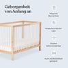 Ehrenkind® Babybett PUR 140x70 aus Natur Buchenholz | Kinderbett 9-Fach höhenverstellbar mit entnehmbaren Stangen Bild 3