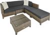 tectake Gartenmöbel Set, Lounge aus Poly Rattan und Aluminium, Balkon Möbel Set mit 10 cm Polsterung und Kissen, ideal für Garten und Balkon, inkl. 2 Sessel, 2 Ecksessel, 1 Tisch, 1 Hocker - Natur Bild 4
