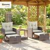 Outsunny Sitzgruppe mit 2 Stühle, Kissen, Hocker, Tisch, Staufach, (Balkonmöbel Set, 5-tlg, Rattan Gartenmöbel Set), für Garten, Balkon, Terrasse Cremeweiß Bild 2