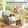Outsunny Sitzgruppe mit 2 Stühle, Kissen, Hocker, Tisch, Staufach, (Balkonmöbel Set, 5-tlg, Rattan Gartenmöbel Set), für Garten, Balkon, Terrasse Cremeweiß Bild 3