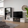 Skraut Home TV-Möbel | Esstisch-Set | 210 x 186 x 35 cm | für Fernseher bis 80 Zoll | elektrischer Kamin | moderner Stil | Schwarz und Weiß Bild 2