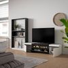 Skraut Home TV-Möbel | Esstisch-Set | 210 x 186 x 35 cm | für Fernseher bis 80 Zoll | elektrischer Kamin | moderner Stil | Schwarz und Weiß Bild 4