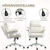 HOMCOM Schreibtischstuhl mit Kippfunktion, gepolstert, höhenverstellbar, mit Fußstütze (Bürostuhl, 1 St), bis 120 kg belastbar, für Büro, Arbeitszimmer, Weiß Bild 4
