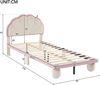 Ball & Cast Kinderbett (90x200 cm) mit Lichtstreifen, Polsterbett mit Wellengestriftem Kopfteil aus Samt, Einfach & Zeitsparend Montierbar, Beige+Rosa Bild 2