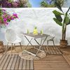 HOME DECO FACTORY, HDO0222, Tisch aus weißem Metall in Holzoptik, Modell Barcelona, ​​Gartenmöbeltisch, Möbel, Gartenmöbel, Tisch für den Außenbereich, 70 x 71 x 70 cm, Beige Bild 2