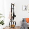 HOOBRO Garderobenständer, Kleiderständer, Garderobe mit 4 Haken und 3 Ablagen, Freistehender Kleiderstange, Stabil, platzsparenden, Industrieller, für Kleidung, Hüte, Taschen, Flur EBF82YM01 Bild 2