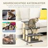PawHut Kratzbaum mit Sisalsäule, Hundetreppe mit Spielball, Einstieghilfe, Kiefernholz, Grau+Natur, 45 x 40 x 48 cm Bild 3