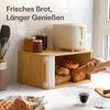 Praknu Brotkasten Brotkasten Groß aus FSC® Holz mit Schiebetür - Brotaufbewahrung, Bambus, FSC® Holz - Platzsparend und stilvolle Brotbox für längere Frische Bild 3