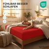 Komfortec Spannbettlaken Jersey 2er Set 100% Baumwolle – 200x200 cm – Weich, Atmungsaktiv & Hautfreundlich – Mit Rundumgummi – Oeko-Tex Zertifiziert – Für Boxspring, Topper & Matratzen – Rot Bild 4