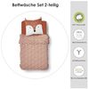 Kinderbettwäsche Set Rot 135x200 80x80 cm Motiv Lustiger Fuchs aus 100% Baumwolle mit Reißverschluss Bild 3