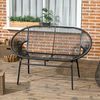 Outsunny Gartenbank Polyrattan Sitzbank 2-Sitzer Rattanbank bis 260 kg belastbar (Balkonbank, 1-St, Parkbank), für Terrasse, Balkon, Stahl, Schwarz Bild 2