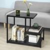SoBuy Beistelltisch FBT65, mit Glasplatte Sofatisch Glastisch Couchtisch mit 3 Ablagen schwarz Bild 2