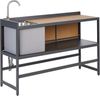 Gartenkücheninsel und -servierwagen mit Spüle 3er-Set Aluminium heller Holzfarbton grafitgrau ORTISEI Bild 4