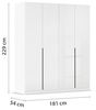 Rauch Möbel Alabama, Kleiderschrank, Garderobe, 4-türig, Zubehör Premium, 2 Kleiderstangen, 7 Einlegeböden, Schubladeneinsatz, Farbe Hochglanz Weiß/Weiß, Griff Grau metallic, 181 x 229 x 54 cm Bild 3