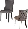 LebensWohnArt Stuhl Edler Stuhl LEON Samt grau Löwenkopf Nieten Chesterfield Bild 3
