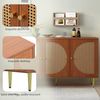 Odikalo Schuhschrank Sideboard Kommode Highboard Schrank Metallgriff Rattan Tür Weiß/Braun Bild 5