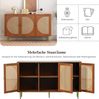 Odikalo Schuhschrank Sideboard Kommode Highboard Schrank Metallgriff Rattan Tür Weiß/Braun Bild 4