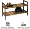 WENKO Regalsystem Mod. Fondi Schuhregal aus massivem Akazienholz für bis zu 6 Paar Schuhe 2 Etagen stapelbar ideal für Flur Diele Braun 69 x 40,5 x 27 cm Bild 3