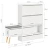 SoBuy FSR134-W Schuhkipper Schuhablage mit 2 Klappen, 2 Türen und 2 Schubladen Flurschrank Schuhschrank mit Sitzbank Schuhbank mit Sitzfläche BHT ca. : (92-124) x115x24 cm Bild 3