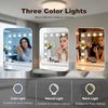 SURFOU Hollywood Schminktischspiegel mit Beleuchtung, Schminkspiegel 14 LED-Lichter mit 3 Farbtemperaturen Licht, dimmbarer Kosmetikspiegel mit Ladeanschlüssen, Touch Control, 50x42 cm (Weiß) Bild 2