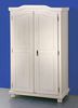 Dmora Zweitüriger Kleiderschrank mit wasserlackierten Regalen aus massivem Kiefernholz, Farbe Weiß, 104 x 180 x 56 cm. Bild 2