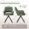 COLAMY Drehbare Esszimmerstühle 6er Set mit Armlehnen, Drehbare Polsterstühle für Küche & Esszimmer aus weichem Florstoff mit Metallgestell und Rückenlehne, für Esszimmer, Küche, Büro,Grün Bild 3