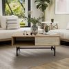 Hanah Home Stylish Coffee Table with Metal Frame, Oak & Travertine Finish, 90 x 54 x 38.6 cm | 100% Melamine Coated, 18 mm Thick | Modern Marble Design for Living Spaces Bild 3