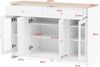 FurnitureR Sideboard mit weißer Holzmaserung, Vier Türen, mit Zwei Schubladen, Tür mit Glas. Wohnzimmer, Esszimmer. Holzfarbe und Weiß Bild 2