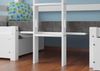 Weißes Hochbett mit Sitzbank und Tisch, Kinderetagenbett 90x200cm wählbares Zubehör V-60.22W-09mit Rollrost und Polster Bild 4
