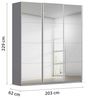 Rauch Möbel Kulmbach, Kleiderschrank mit Schwebetüren für Schlafzimmer, Kinderzimmer, Jugendzimmer, Garderobe, Flur, 3-türig, mit Spiegel, Zubehör Basic, Farbe Grau metallic, Schwarz, Breite 203 cm Bild 3