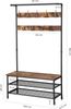 Vasagle Garderobenständer mit Sitzbank und Haken, Holz Vintagebraun/Schwarz, 100 x 41,5 x 182 cm Bild 5